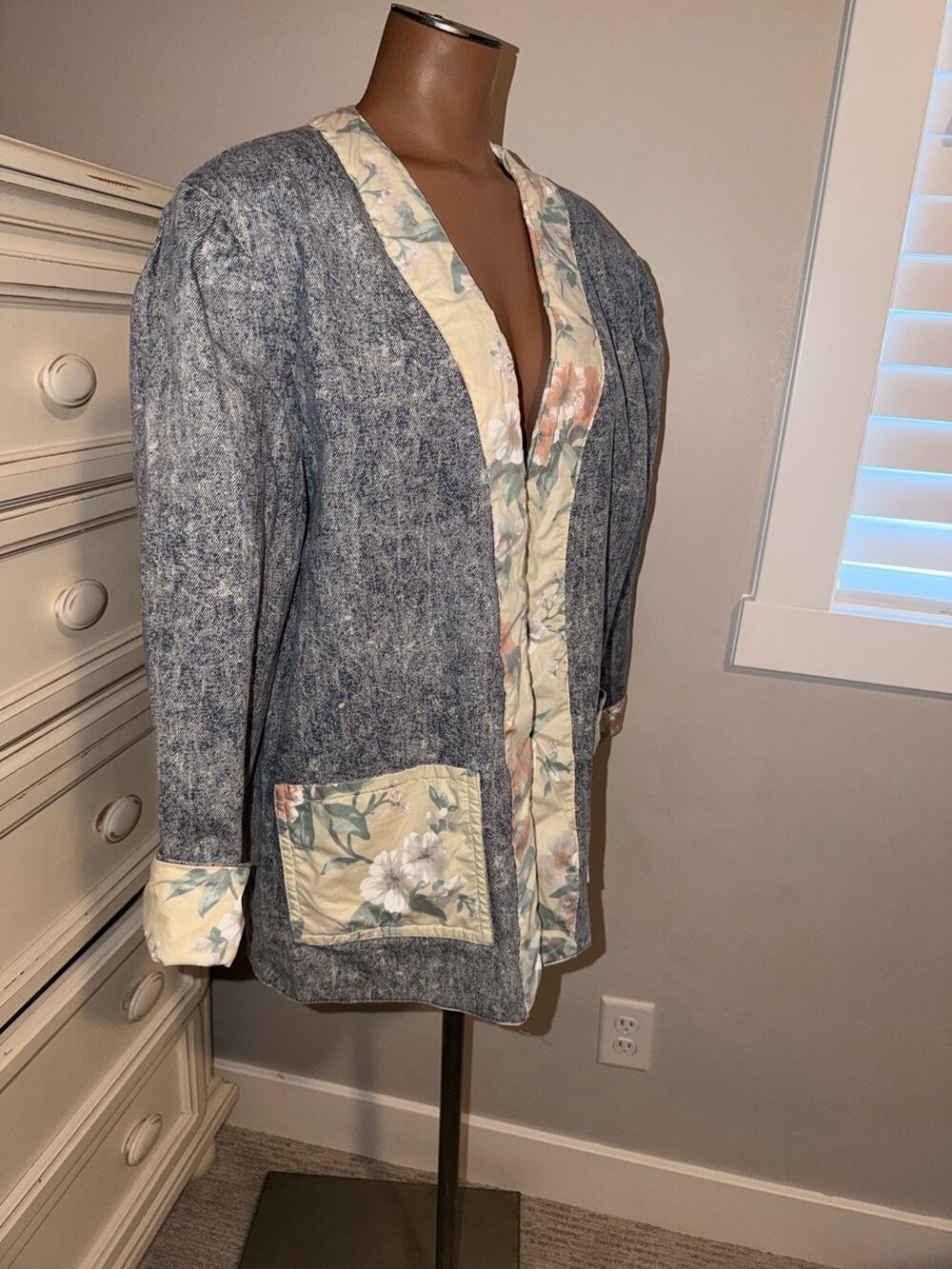 VINTAGE Y2K 90’s Reversible Floral Denim Jacket Large